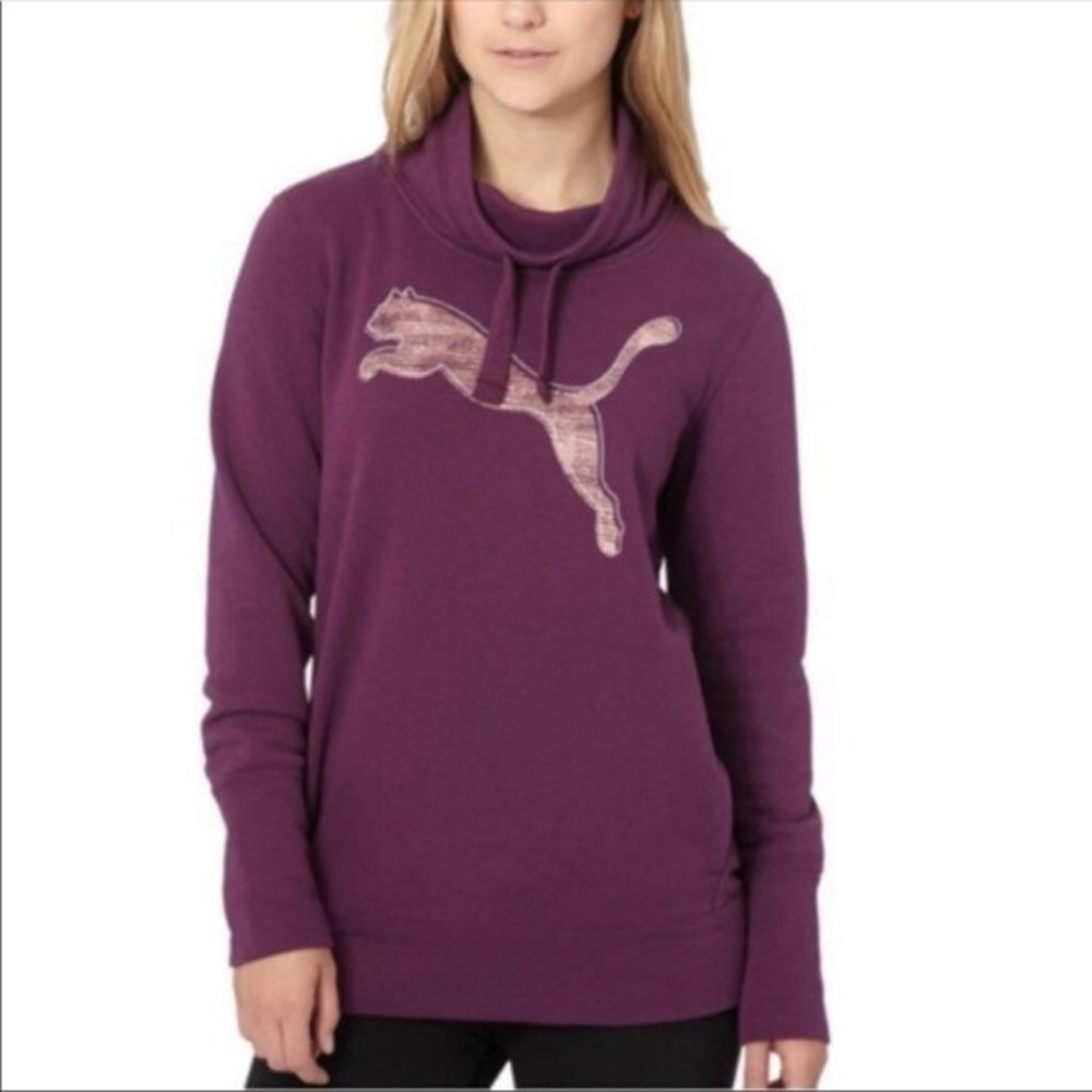 Womens Puma Purple Pullover Cowl Neck Sweatshirt